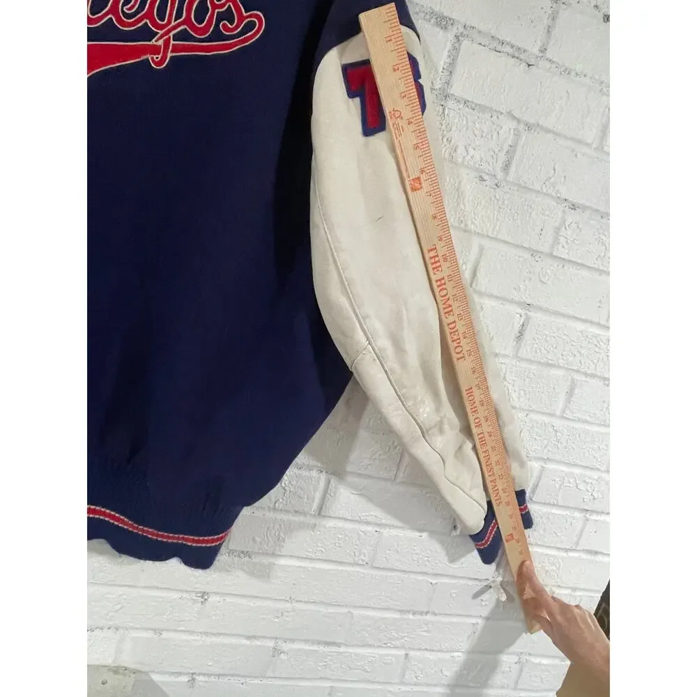 Vintage DeLONG Varsity Letterman Jacket Football Track 52 Long USA Wool Leather